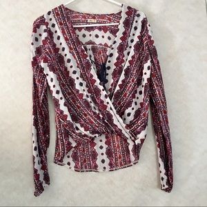 Hollister Printed Peasant Blouse